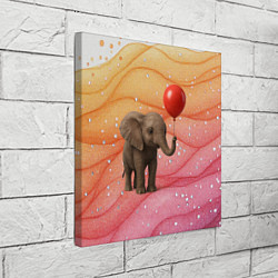 Холст квадратный Слоненок с красным воздушным шариком, цвет: 3D-принт — фото 2