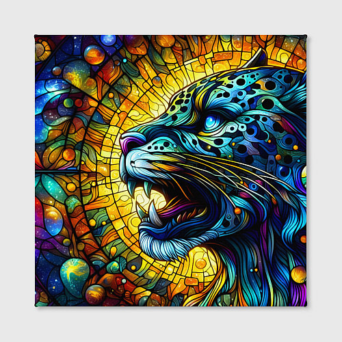 Картина квадратная Морда свирепого леопарда - витраж / 3D-принт – фото 2