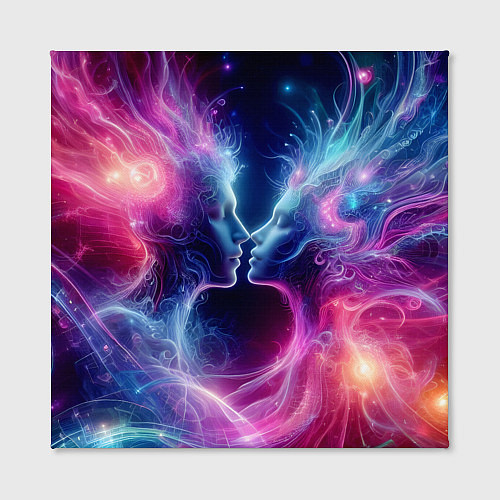 Картина квадратная Космический поцелуй - неоновое свечение / 3D-принт – фото 2
