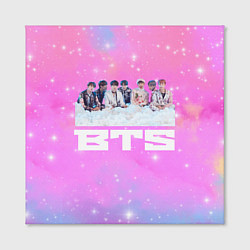 Холст квадратный BTS розовый фон со вспышками, цвет: 3D-принт — фото 2