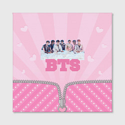 Холст квадратный BTS розовый фон с застежкой, цвет: 3D-принт — фото 2