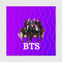 Холст квадратный BTS состав группы на диване, цвет: 3D-принт — фото 2