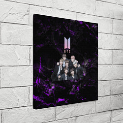 Холст квадратный BTS черно-фиолетовые потертый фон, цвет: 3D-принт — фото 2