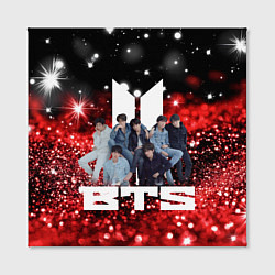 Холст квадратный BTS красно-черный блестящий фон, цвет: 3D-принт — фото 2