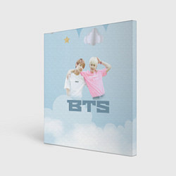 Холст квадратный BTS светлый голубой фон, цвет: 3D-принт
