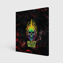 Холст квадратный Beast mode череп, цвет: 3D-принт