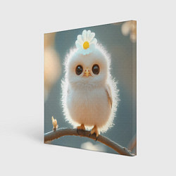 Холст квадратный Милый цыпленок с цветочком на лбу, цвет: 3D-принт