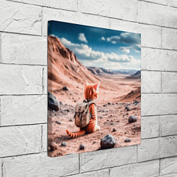 Холст квадратный Котёнок путешественник в пустыне, цвет: 3D-принт — фото 2