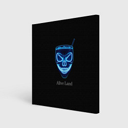 Холст квадратный Neon skull cocktail, цвет: 3D-принт