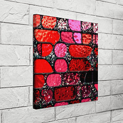 Холст квадратный Рубиновый красный витражные плитки, цвет: 3D-принт — фото 2