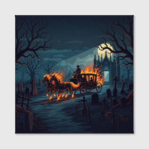 Картина квадратная Призраки в горящей конной повозке / 3D-принт – фото 2