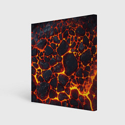 Холст квадратный Огненная лава вулкана, цвет: 3D-принт