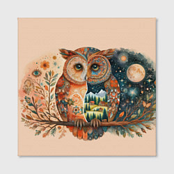 Холст квадратный Сова разделенная на день и ночь абстракция, цвет: 3D-принт — фото 2
