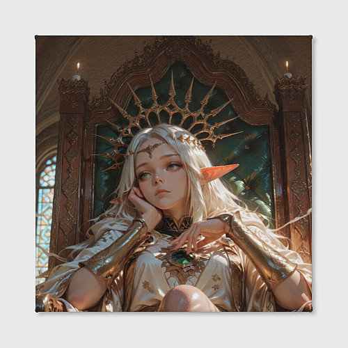 Картина квадратная Беловолосая королева эльфов на троне / 3D-принт – фото 2