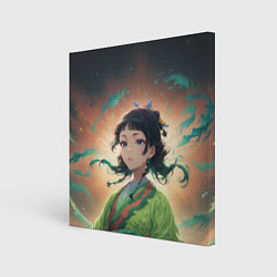 Холст квадратный Маомао на фоне облаков, цвет: 3D-принт