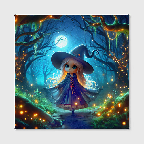 Картина квадратная Ведьмочка-малютка в ночь на хэллоуин / 3D-принт – фото 2