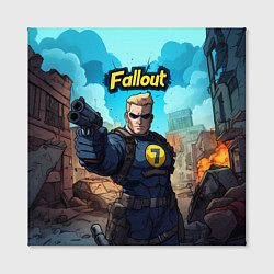 Холст квадратный Fallout смотритель с пистолетом, цвет: 3D-принт — фото 2