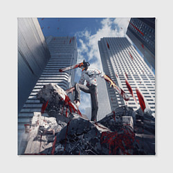 Холст квадратный Denji in city Chainsaw man, цвет: 3D-принт — фото 2