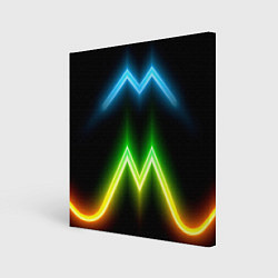 Холст квадратный Neon multicolored lines, цвет: 3D-принт