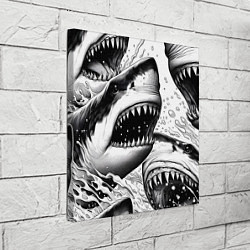 Холст квадратный Белая акула - стая, цвет: 3D-принт — фото 2