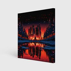 Холст квадратный Москва Cити Новый год, цвет: 3D-принт