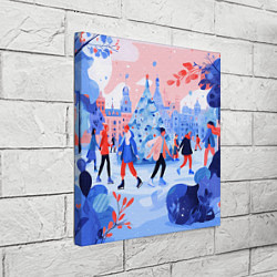 Холст квадратный Новогодний каток, цвет: 3D-принт — фото 2