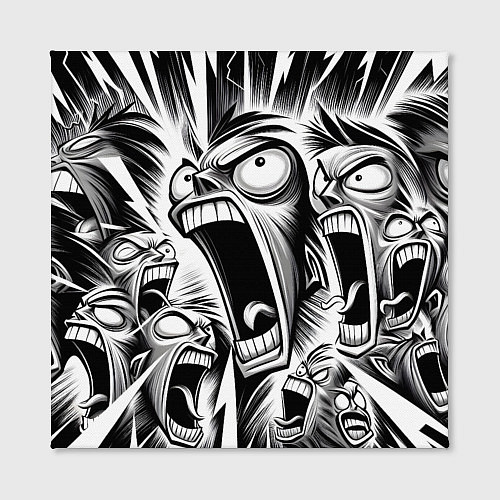 Картина квадратная Орущие рожицы и чёрные молнии - нейроарт / 3D-принт – фото 2