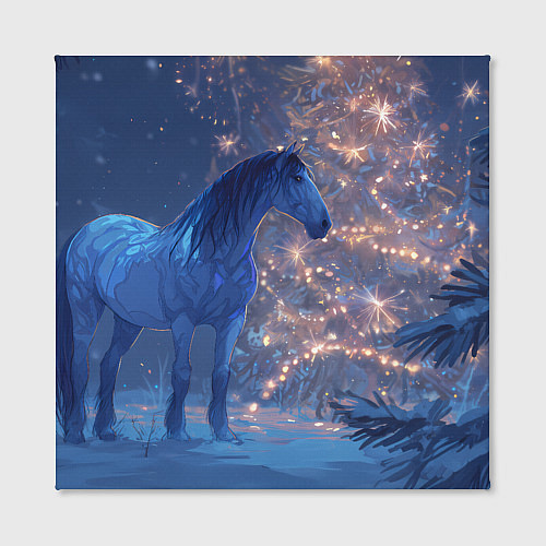 Картина квадратная Лошадка на фоне елки / 3D-принт – фото 2