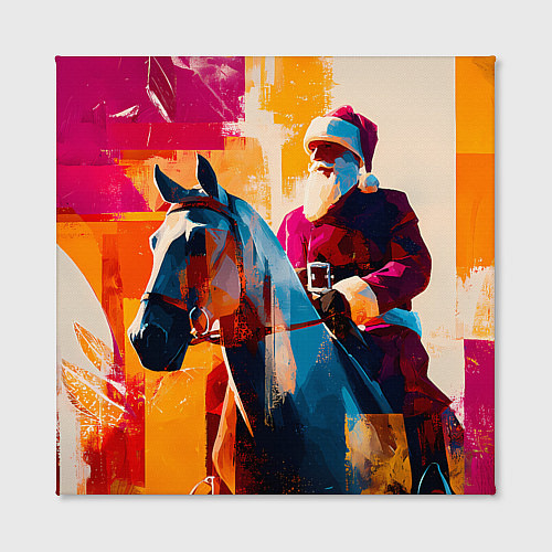 Картина квадратная Дед Мороз на коне / 3D-принт – фото 2