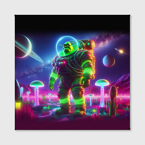 Картина квадратная Космонавт Шрук в неоновом скафандре на загадочной / 3D-принт – фото 2
