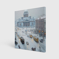 Картина квадратная Новогодняя улица Питера