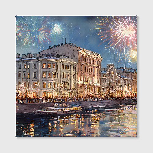 Картина квадратная Новогодний салют в Питере / 3D-принт – фото 2
