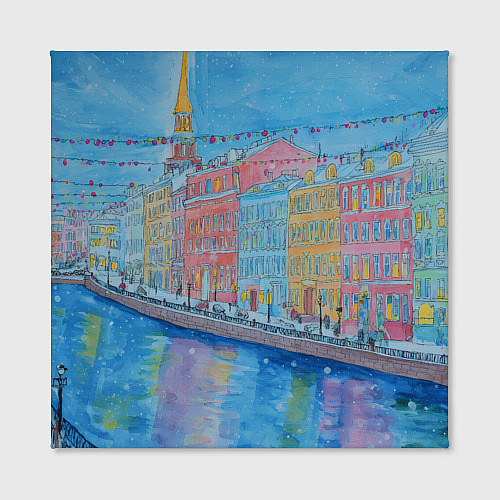 Картина квадратная Новогодний рисованный Санкт-Петербург / 3D-принт – фото 2
