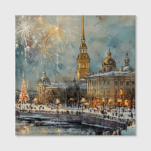 Картина квадратная Новогодний салют в Питере / 3D-принт – фото 2