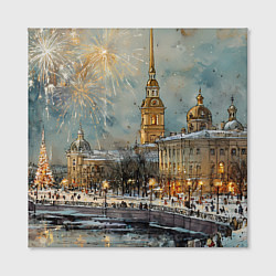 Холст квадратный Новогодний салют в Питере, цвет: 3D-принт — фото 2
