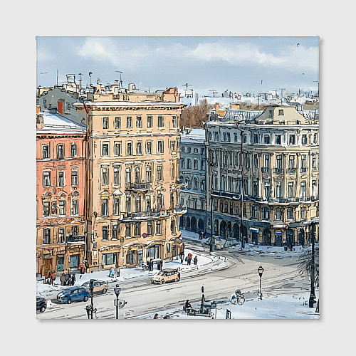 Картина квадратная Зимняя улица Питера / 3D-принт – фото 2