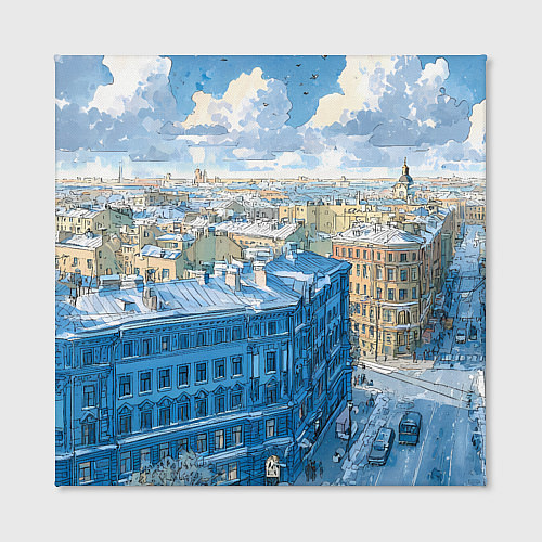 Картина квадратная Зимний утренний Питер / 3D-принт – фото 2