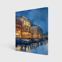 Холст квадратный Новогодняя ночь Санкт-Петербурга, цвет: 3D-принт