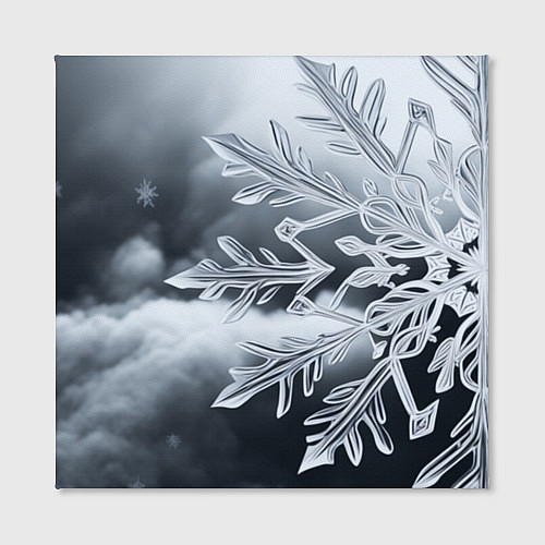 Картина квадратная Снежинка на черно белое / 3D-принт – фото 2