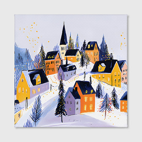 Картина квадратная Новогодние домики на горе / 3D-принт – фото 2