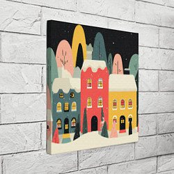 Холст квадратный Разноцветные новогодние дома, цвет: 3D-принт — фото 2