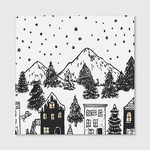 Картина квадратная Заснеженный черно-белый город / 3D-принт – фото 2