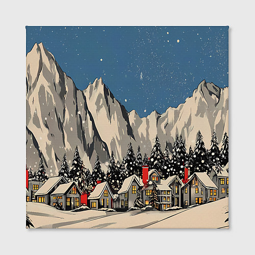 Картина квадратная Небольшой новогодний город в горах / 3D-принт – фото 2