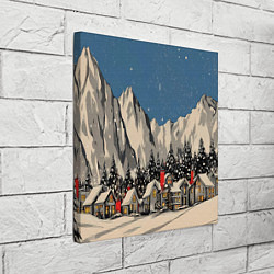 Холст квадратный Небольшой новогодний город в горах, цвет: 3D-принт — фото 2