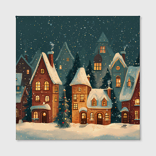 Картина квадратная Сказочный Новогодний городок / 3D-принт – фото 2