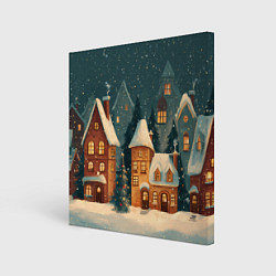 Холст квадратный Сказочный Новогодний городок, цвет: 3D-принт