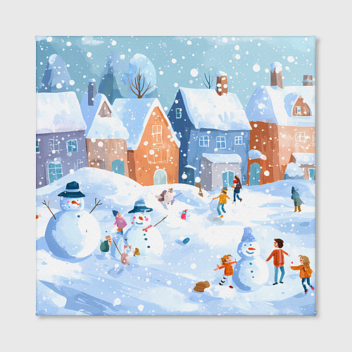 Картина квадратная Предновогодний день во дворе / 3D-принт – фото 2