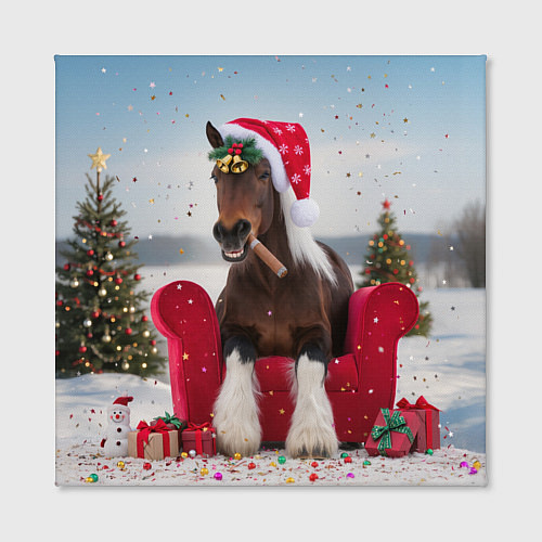 Картина квадратная Новогодний конь / 3D-принт – фото 2