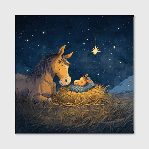 Картина квадратная Лошадка спит с жеребенком / 3D-принт – фото 2