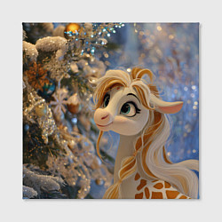 Холст квадратный Новогодняя лошадка в крапинку, цвет: 3D-принт — фото 2